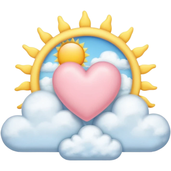 pastel heart with a sun and clouds emoji