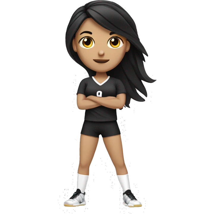 volleyball white girl with long black hair  emoji