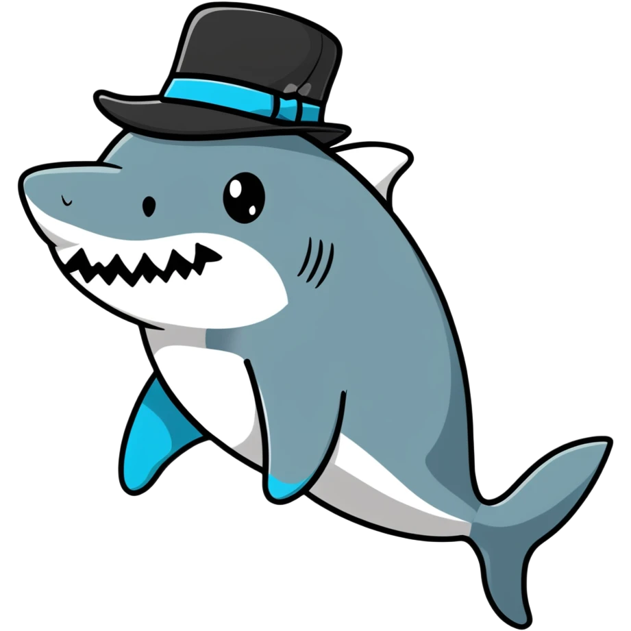 Shark with a top hat emoji