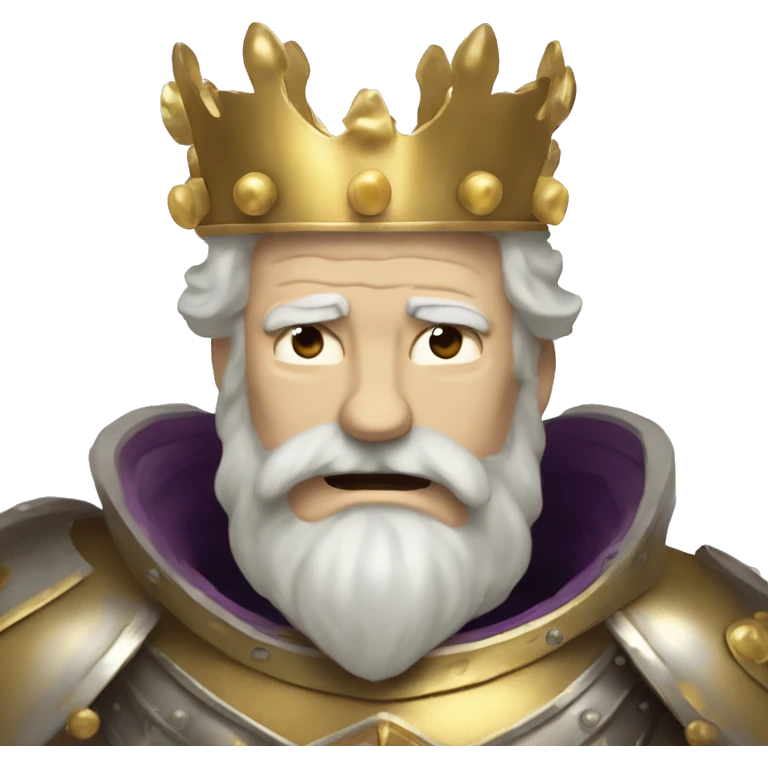 Vintage King hamlet old man big beard gold crown wearing armour fading ghost hands out trapped melting into wisps emoji