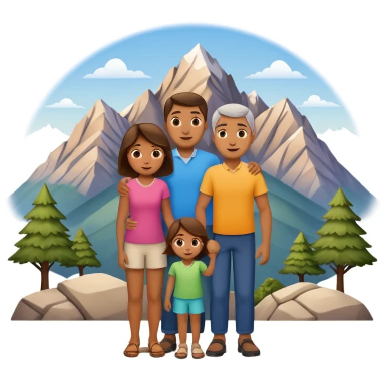 family photo, travelling mountains background emoji