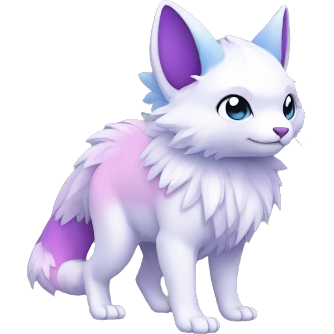 Cute cool white blue purple pink animal hybrid Fakemon full body emoji