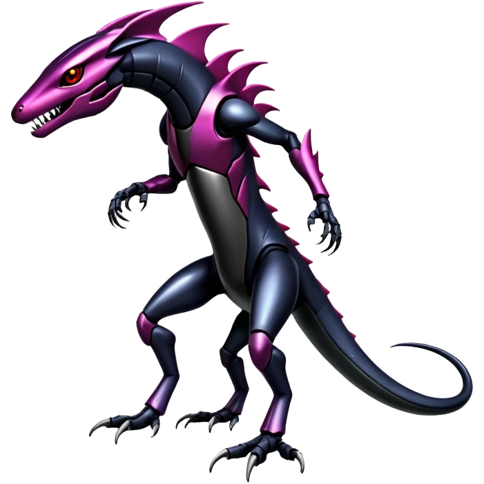 Shiny Exotic Edgy Badass Gothic Cool epic Futuristic Salandit-Genesect-Koraidon-Fakémon-hybrid-creature (full body)  emoji
