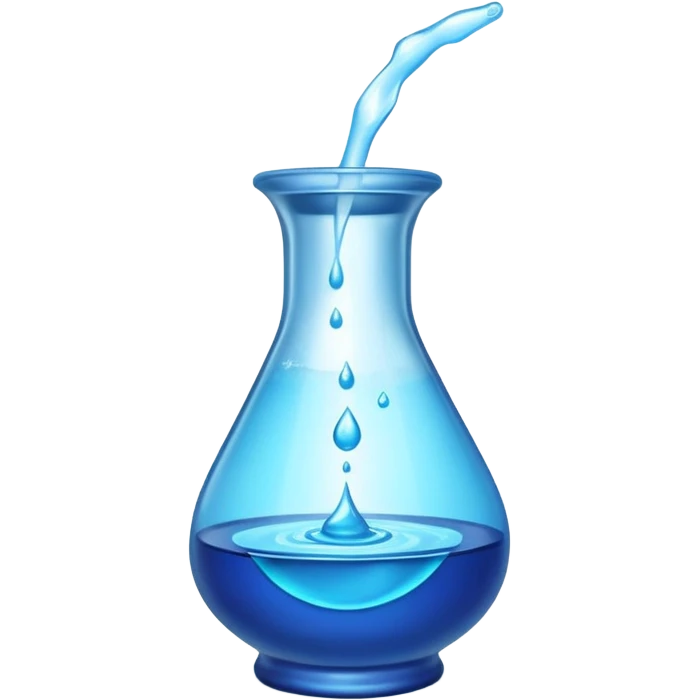 Blue potion bottle open with the liquid falling out (Upside-down with no cork and w/o handle) emoji