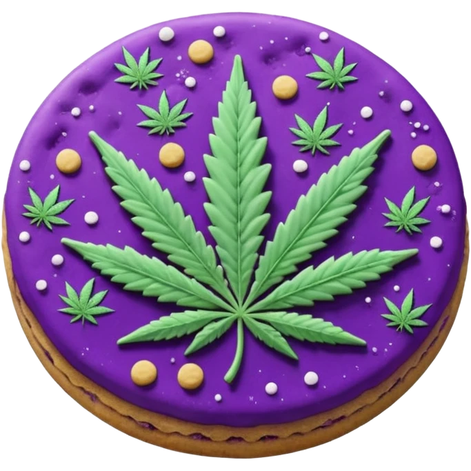 purple space cookies with cannabis leaf emoji