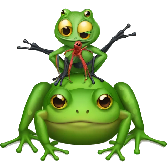 Frog riding spider emoji