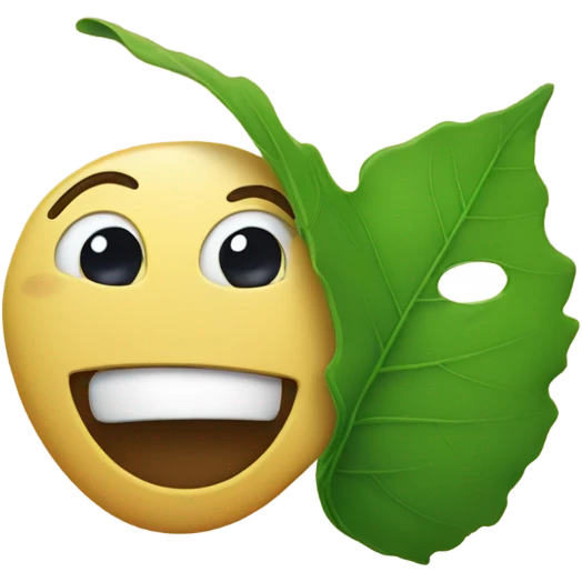 a leaf with a face emoji