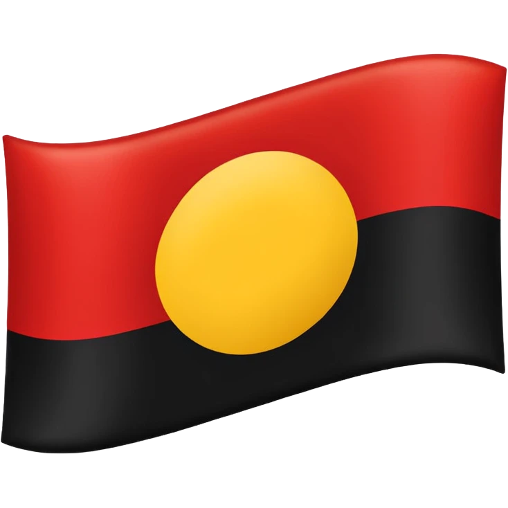 a rectangular flag with the top half solid black and the bottom half solid red with a medium-sized yellow circle in the middle overlapping both colours emoji