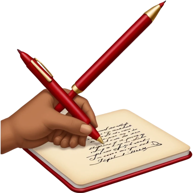 the hand writes with a dark red pen emoji