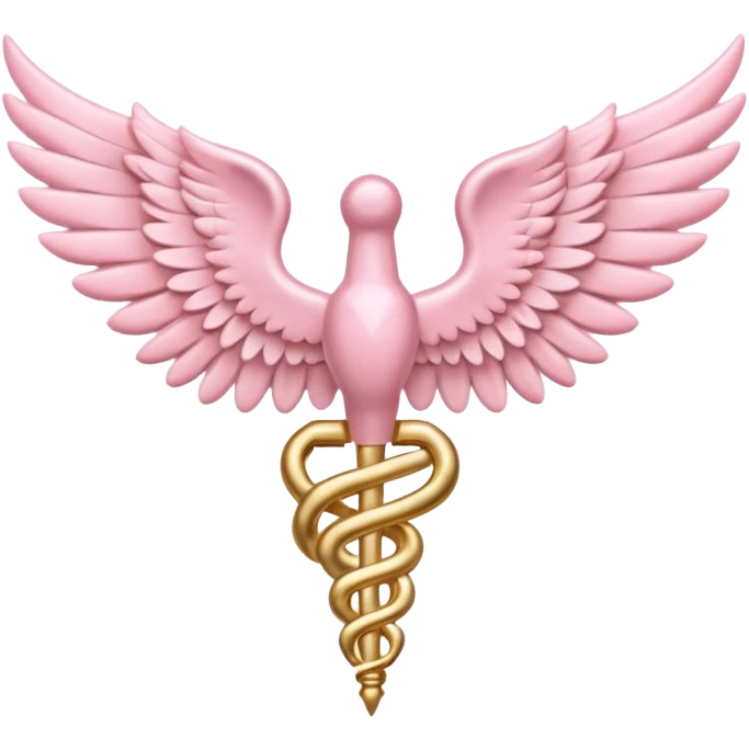 caduceus symbol, soft pastel pink, iOS emoji style, variation 1 emoji