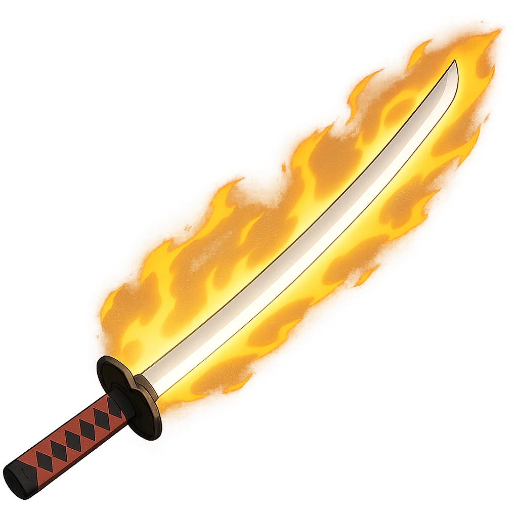 Nichirin blade from Demon Slayer anime, simple and iconic, glowing blade, anime style emoji