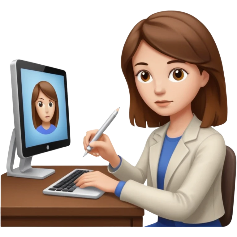 a white woman passes test on computer emoji