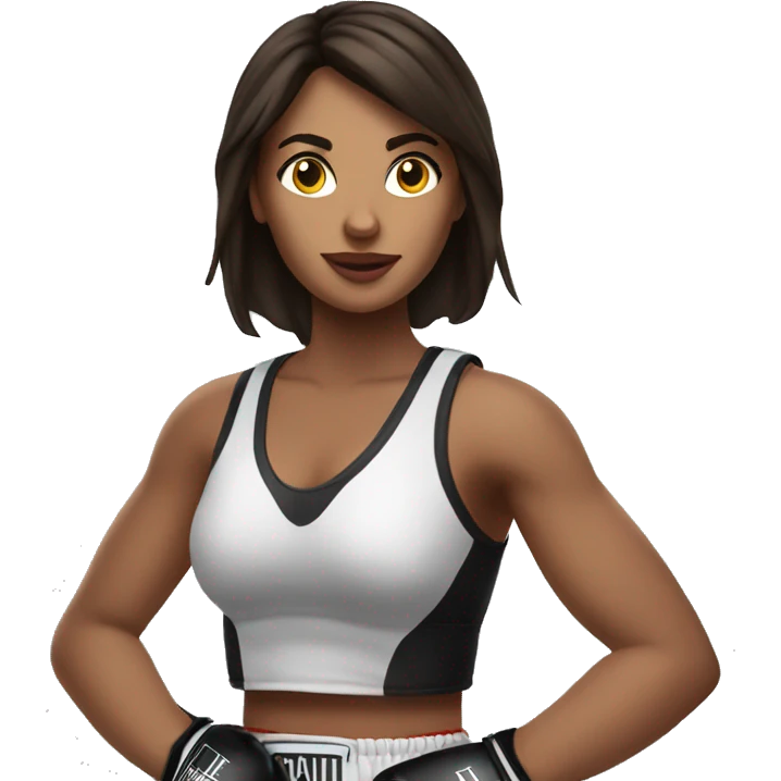 Beautiful brunette woman with boxing gloves  emoji