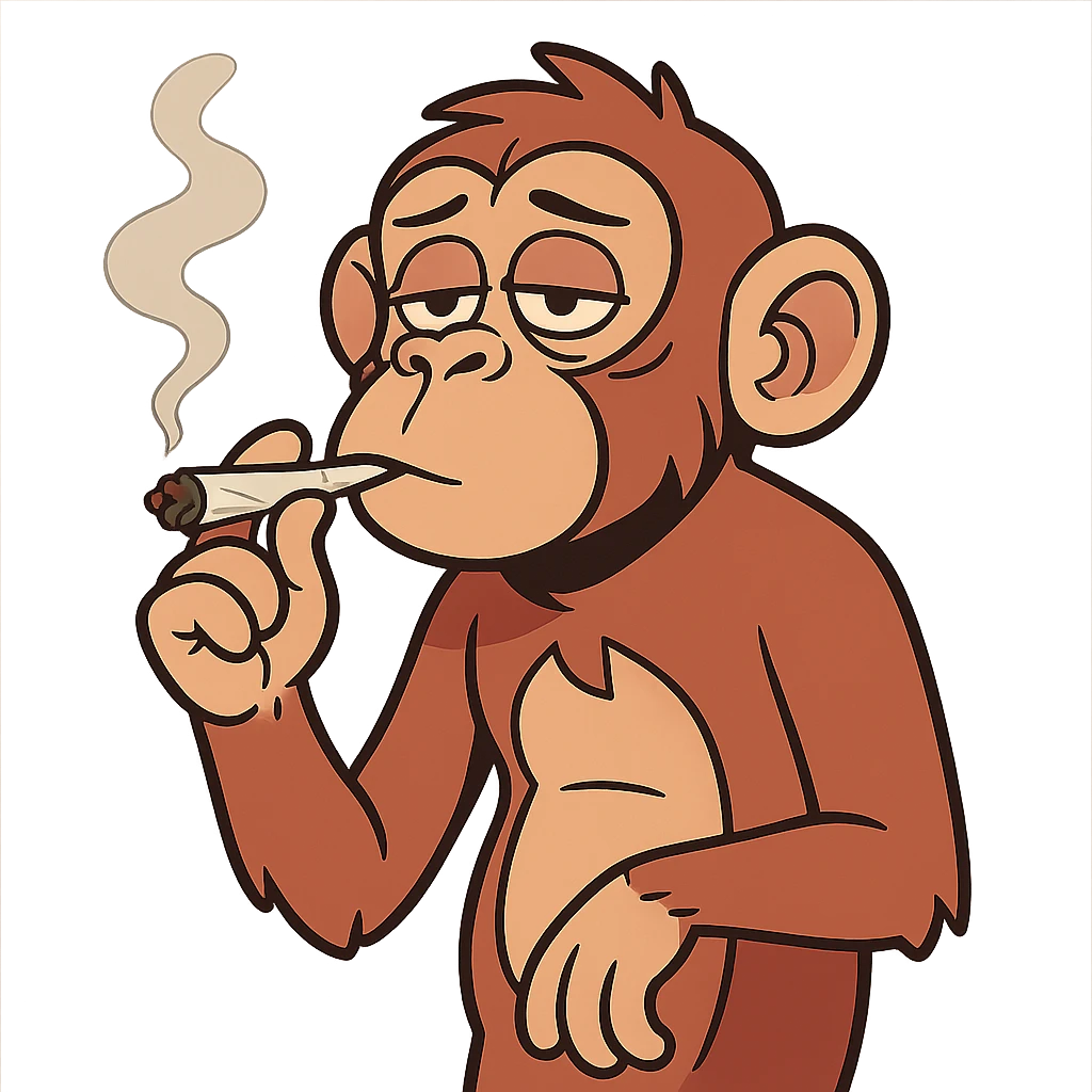 flat toon style monkey smoking weed emoji