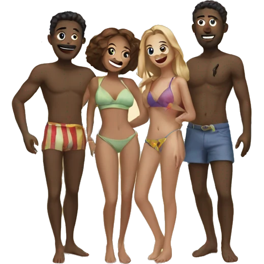 4 friends on the beach emoji