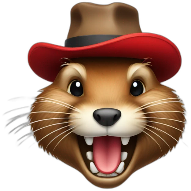beaver with red hat and buck teeth emoji