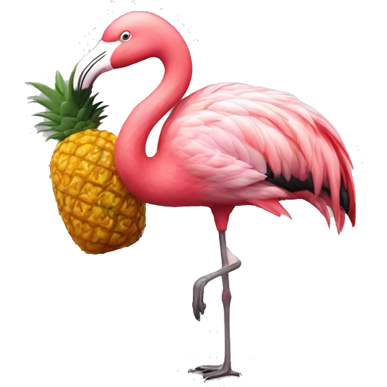 Flamingo wearing a pineapple emoji