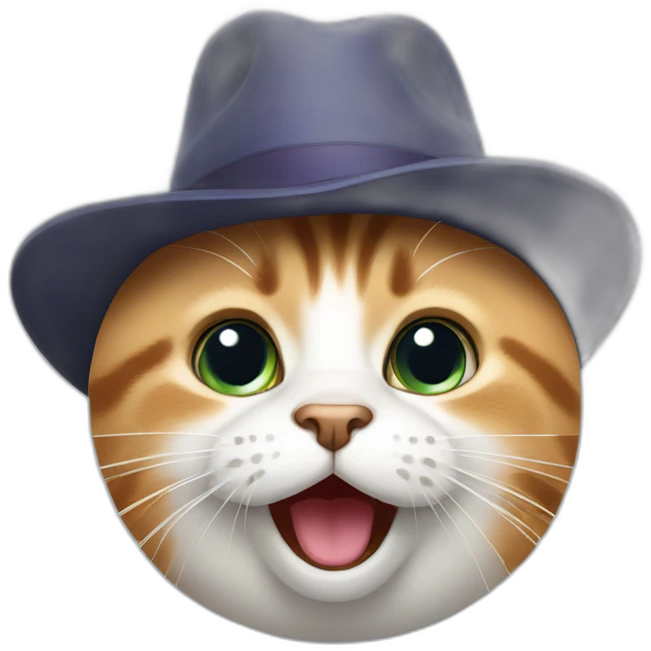 cat with a hat and a surprised face emoji