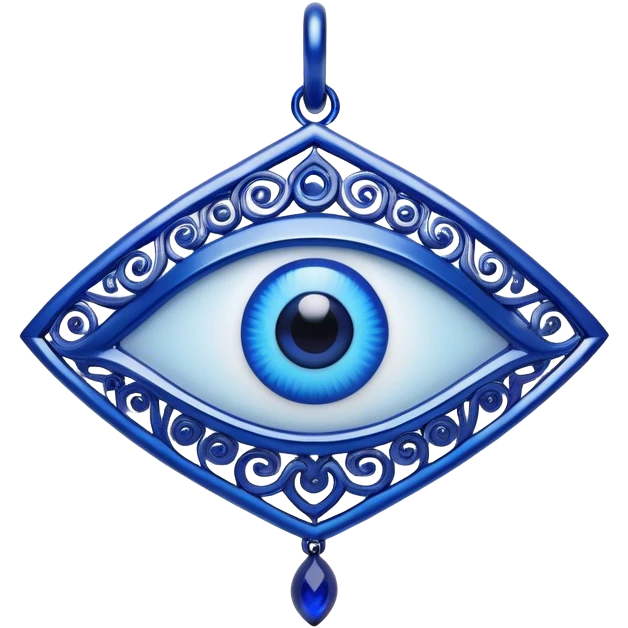 Cinematic Realistic depiction of a classic Evil Eye talisman, rendered with intricate details and vibrant blue hues, set against a soft, ethereal backdrop that underscores its protective symbolism emoji