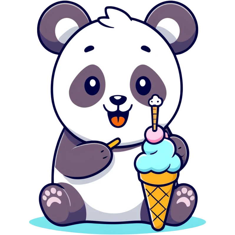Panda eating ice cream emoji