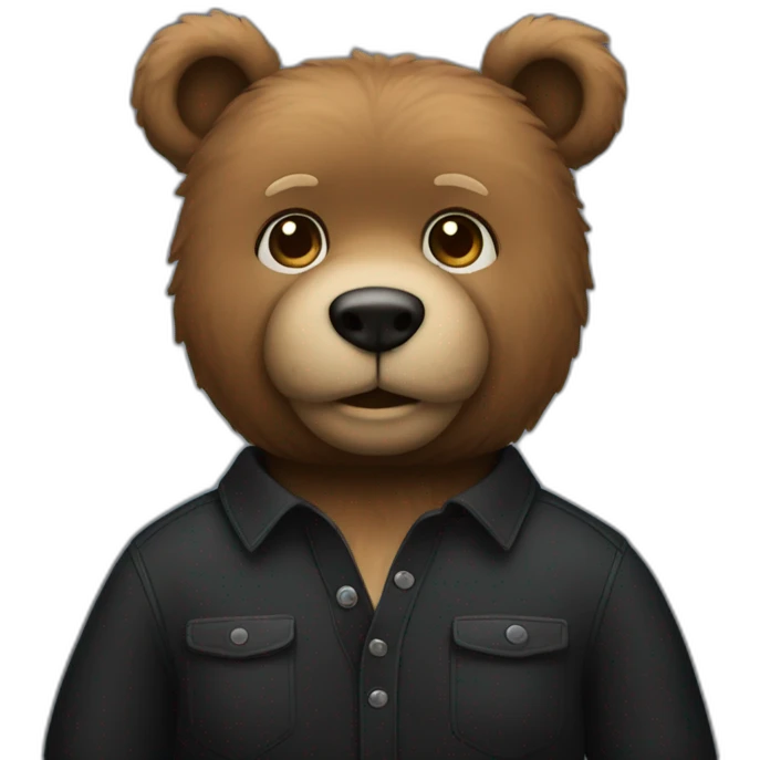 calm in black shirt teddy bear. emoji