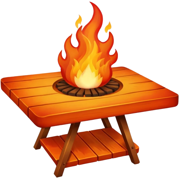 a table in flames emoji
