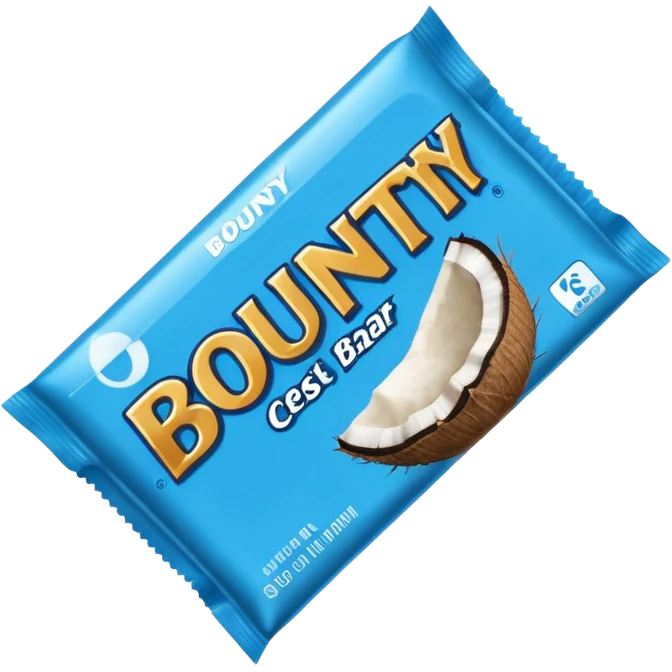 "Draw a Bounty bar in its blue wrapper with white coconut logo." emoji