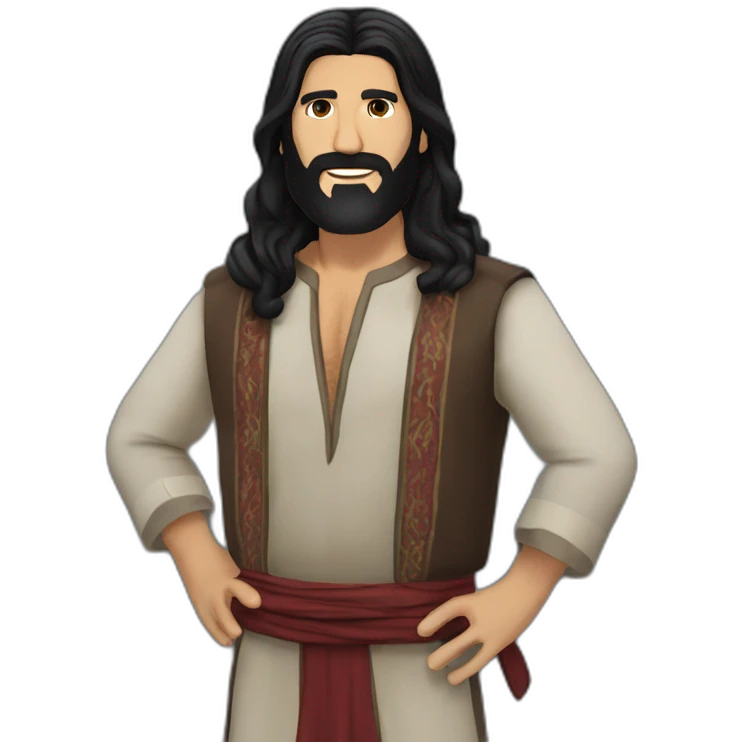 Kayvan Novak traditional clothes long hair very long beard emoji
