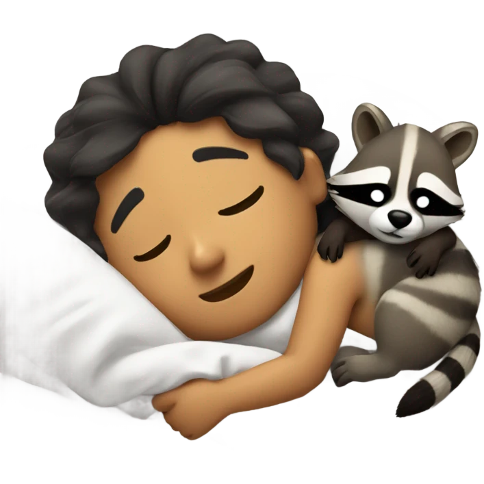 Sleeping in bed with a raccoon  emoji