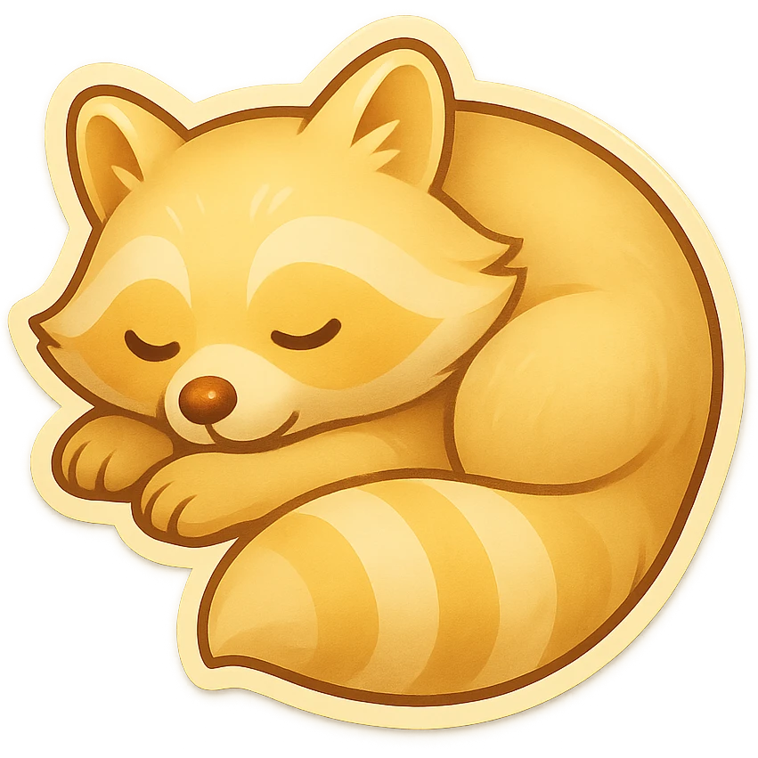 Very Light Blonde raccoon sleeping 2d digital art semi realistic original character  emoji