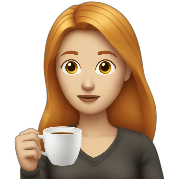 Ginger straight mildly hair woman drinking coffee  emoji