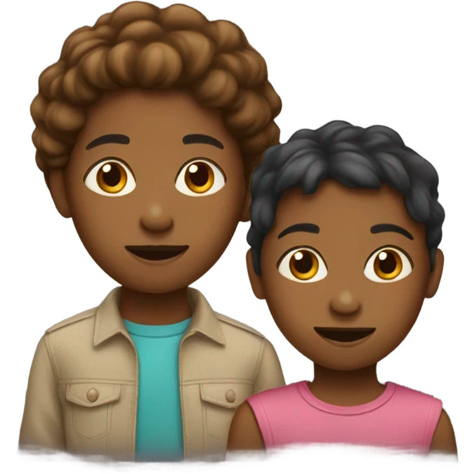 3 brown kids emoji