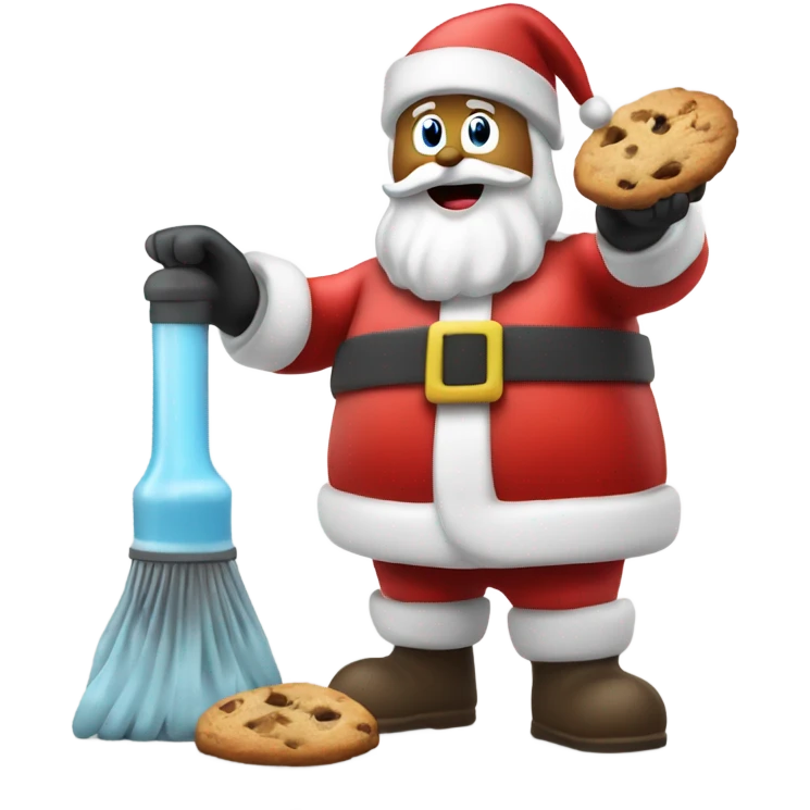 Santa throwing up cookies while vacuuming in the universe emoji