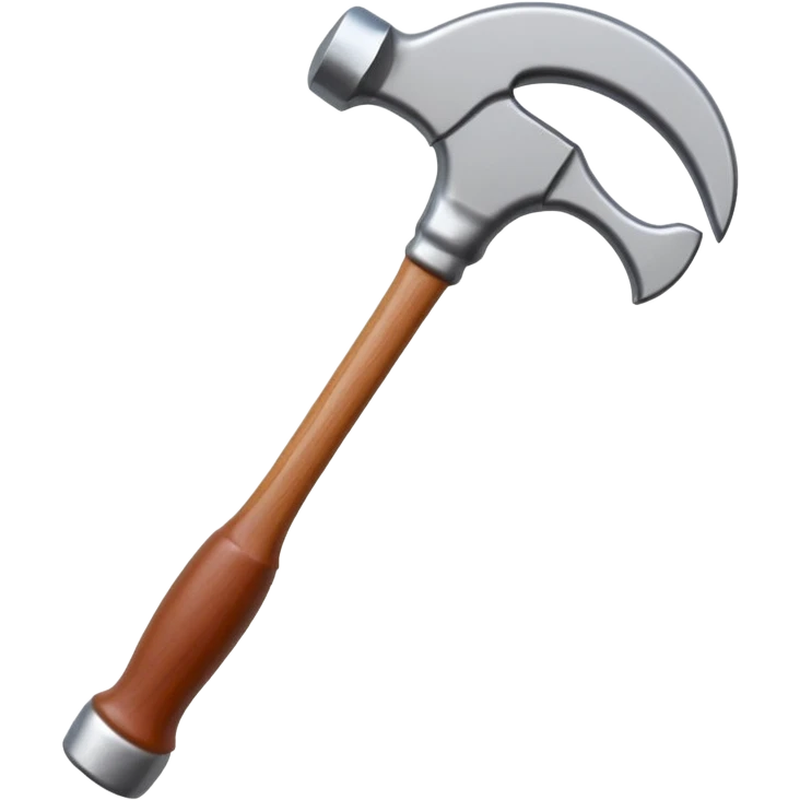 Generate a highly detailed, realistic 3D icon of a standard claw hammer in the minimalist Apple app icon style, like those seen in iOS or macOS apps—clean, elegant, with subtle depth, smooth curves, and professional rendering emoji