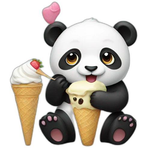 Panda eating ice cream emoji