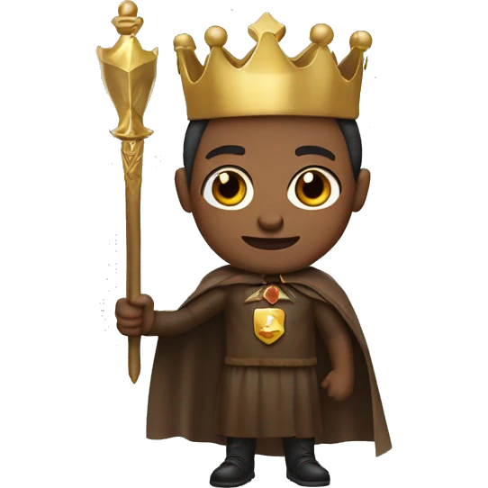 brown memoji with a crown cape and scepter emoji