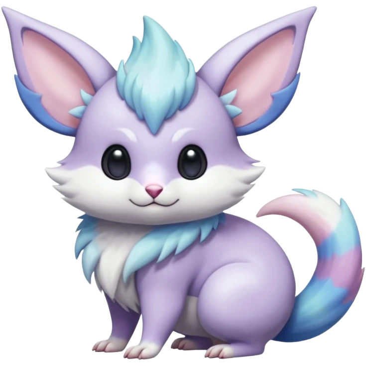  Shiny iridescent colorful pastel flourishing flurry fuzzy Absol-Minccino-Furret-Zangoose-Chinchilla-fusion-animal-Fakémon-hybrid-creature  emoji