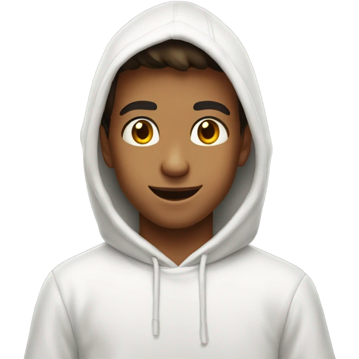 smiling boy young in white hoodie brow eyes  emoji