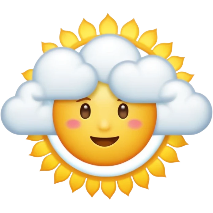 cloud with sun rays emerging from behind, vibrant emoji style emoji