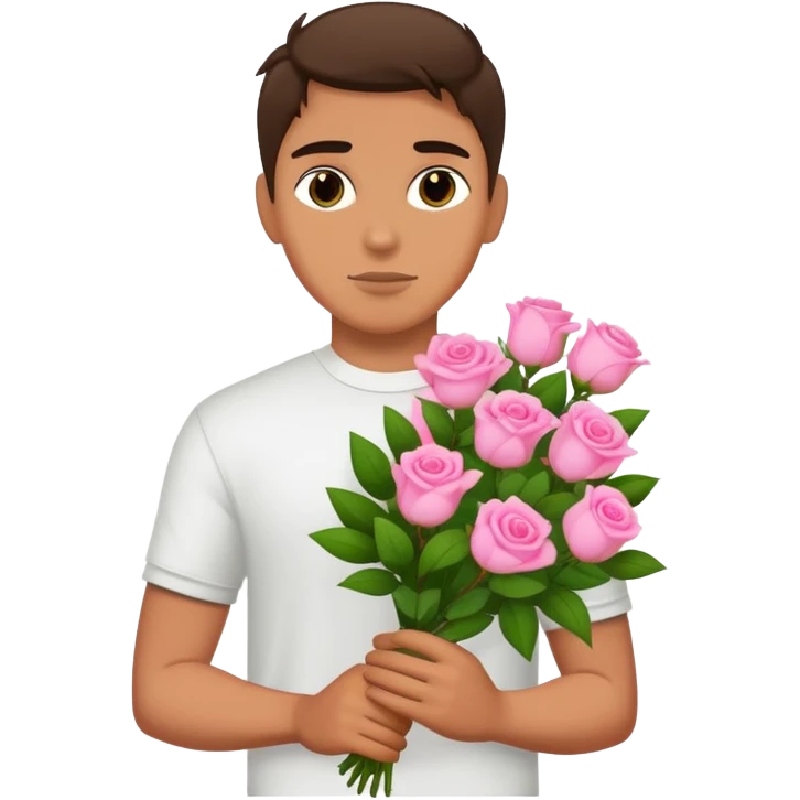 The bad boy is holding a bouquet of pink jasmine roses emoji
