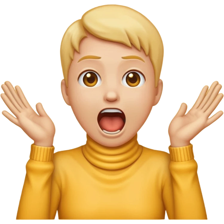 Hands on neck classic yellow emoji style screaming emoji