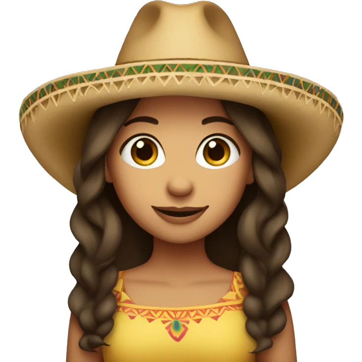 Burnette hair girl with fair skin wearing a sombrero  emoji