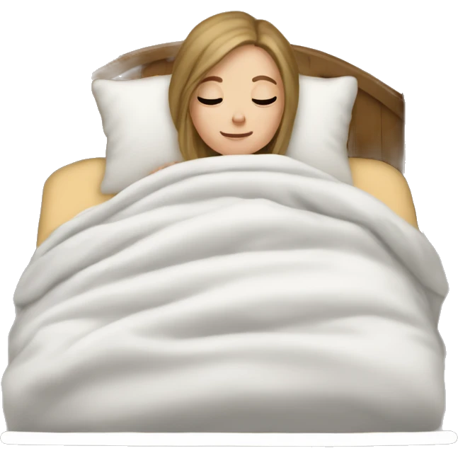 white girl snuggled in bed emoji