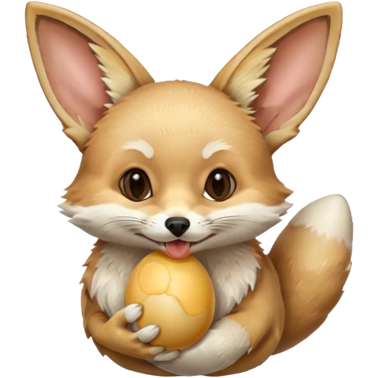 fennec carrying an unpeeled egg with his mouth emoji