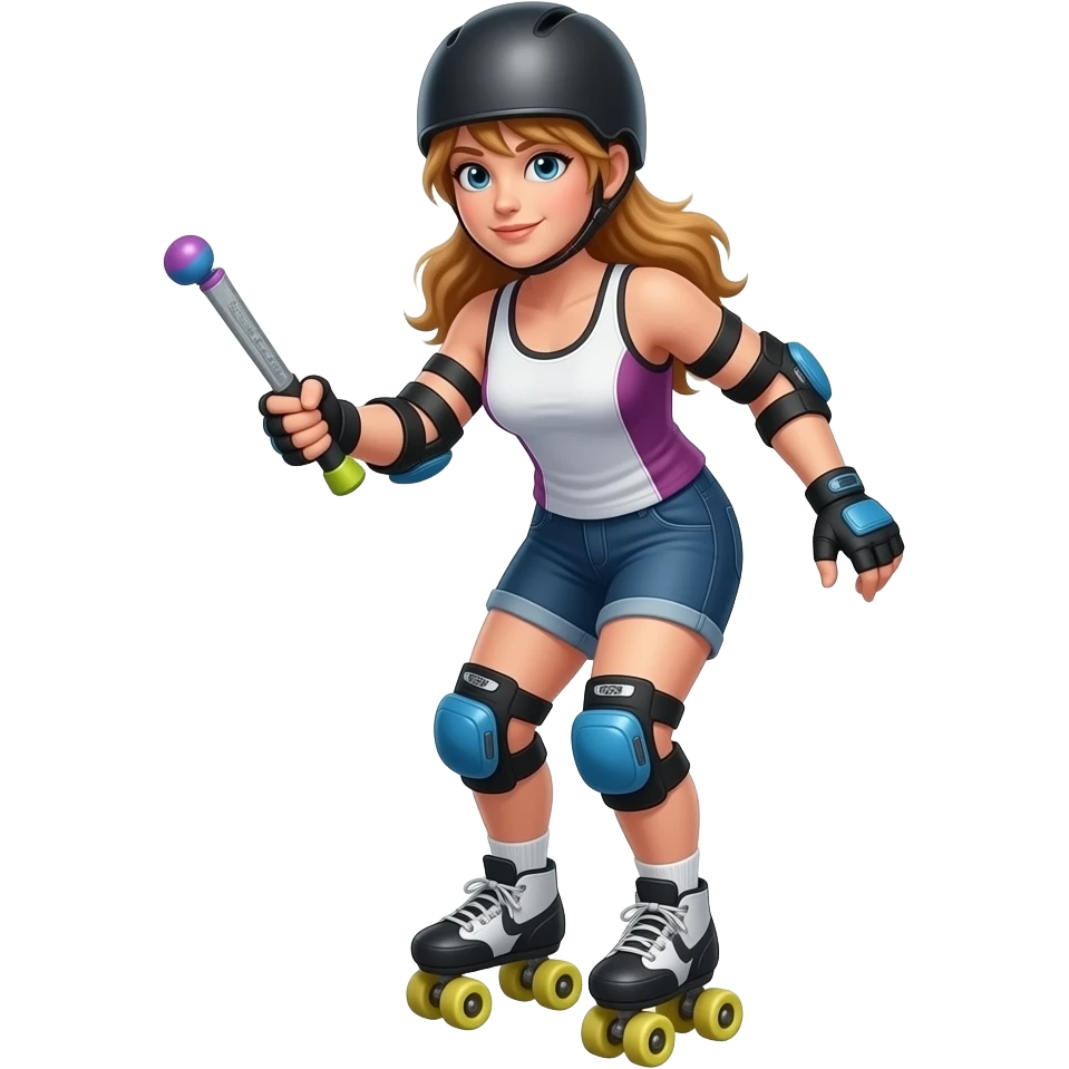 I want a person or two who are playing roller derby. Maybe even a tripod and a jammer or just a jammer emoji