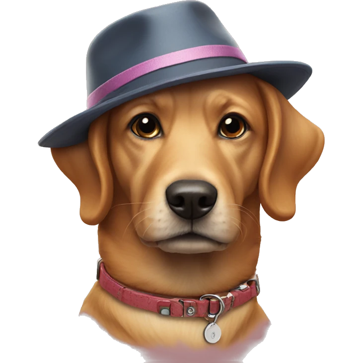 realistic dog collar close-up wearing a hat emoji