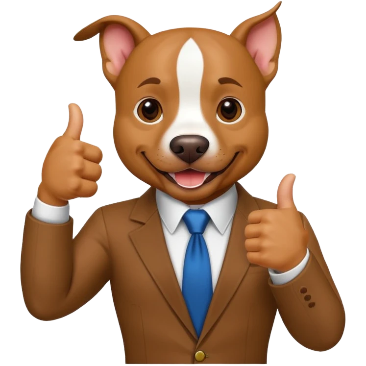 pitbull giving a thumbs up with a GG's sign emoji