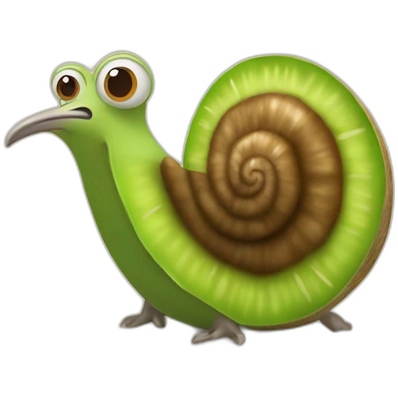 kiwi bird in snail shell emoji