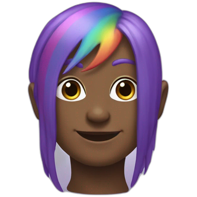 purple-skinned pointy-eared rainbow-haired gentle giant emoji