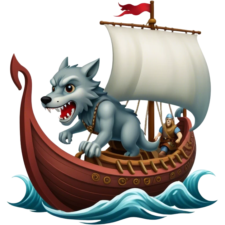Viking ship with wolf ba emoji